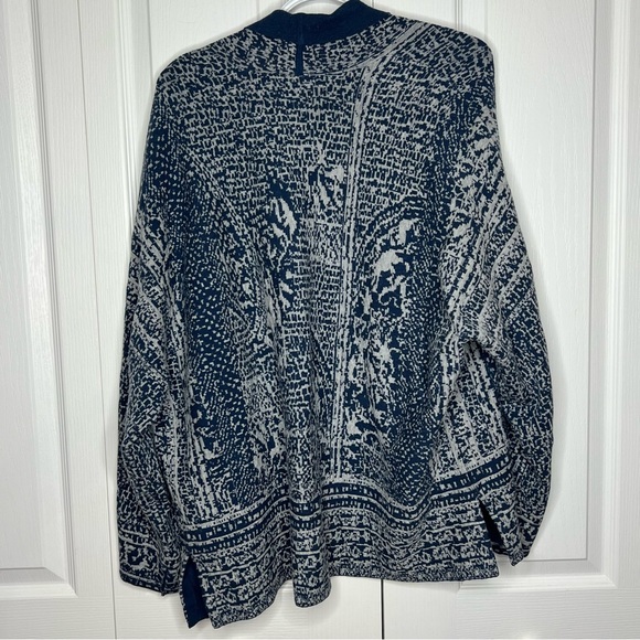 Pure Jill by J. Jill Open front Cardigan oversized large blue and white large - Picture 7 of 9